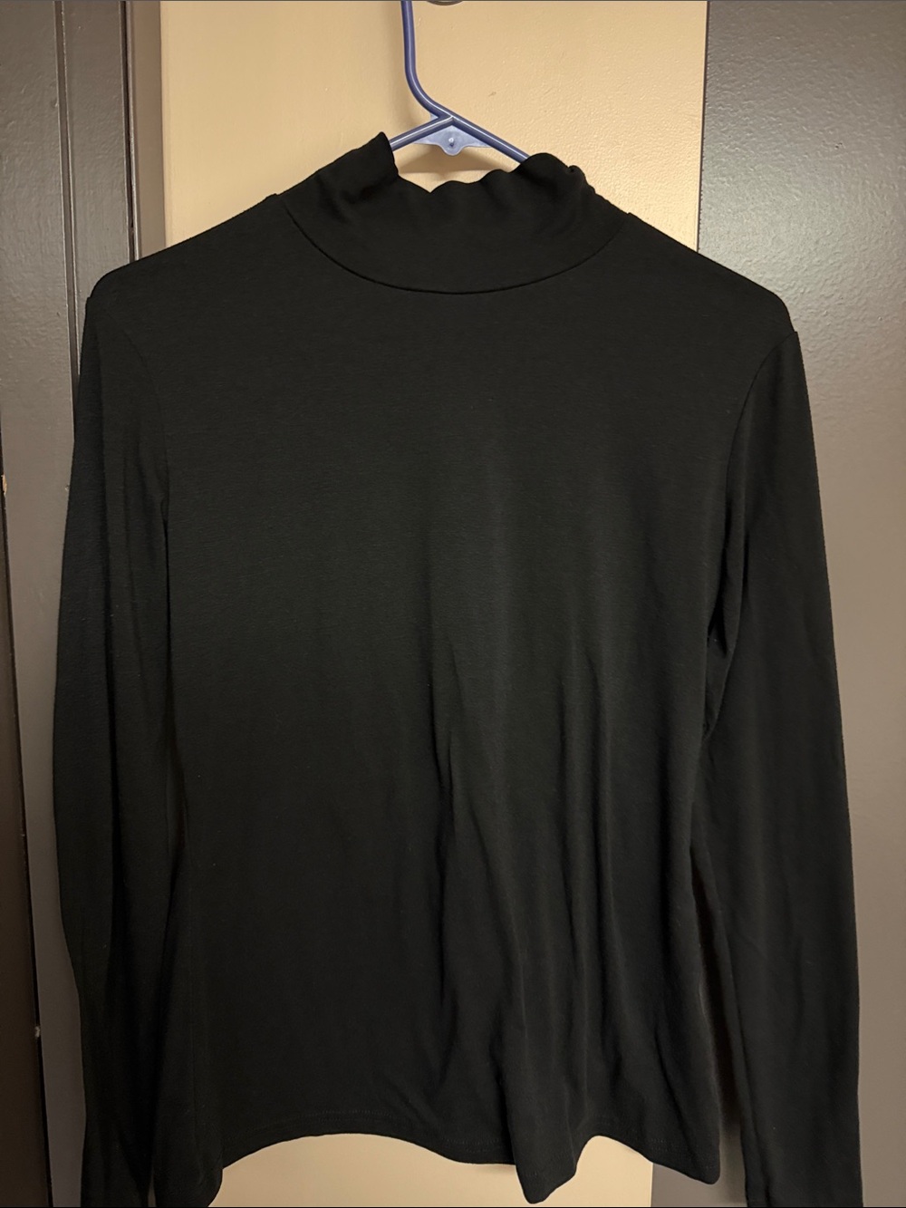 Classic Black Long-Sleeve Mock Neck Top